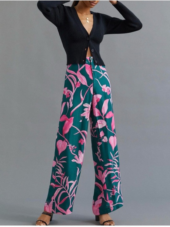 Anthropologie Pants - Anthropologie Breezy Floral Tropical Printed Wide Leg Trousers Size 4